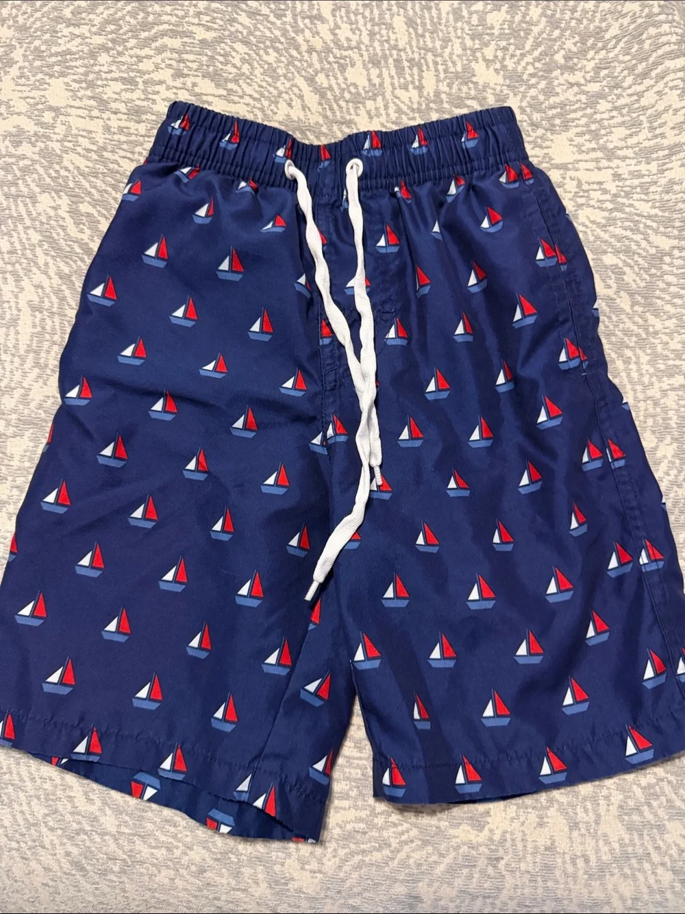 Men's Navy Sailboat Print Swim Shorts